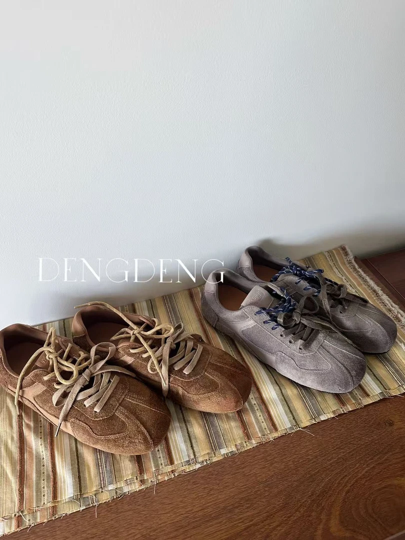 【DENG】2025时尚复古反绒长毛慢跑休闲运动超软韩系3.5CM德训鞋