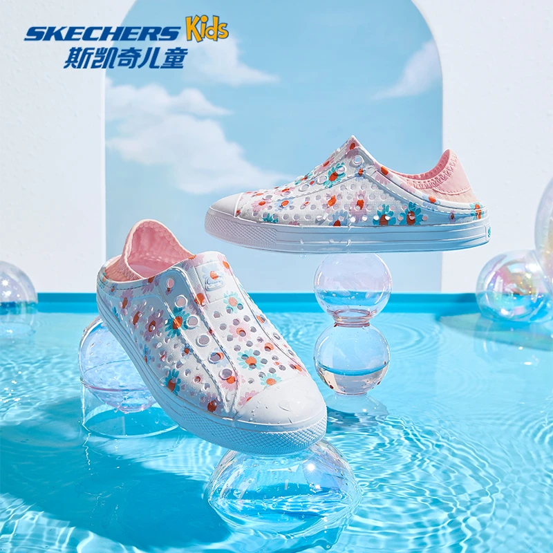 Skechers斯凯奇童鞋运动洞洞鞋沙滩鞋夏季一脚套印花透气儿童凉鞋