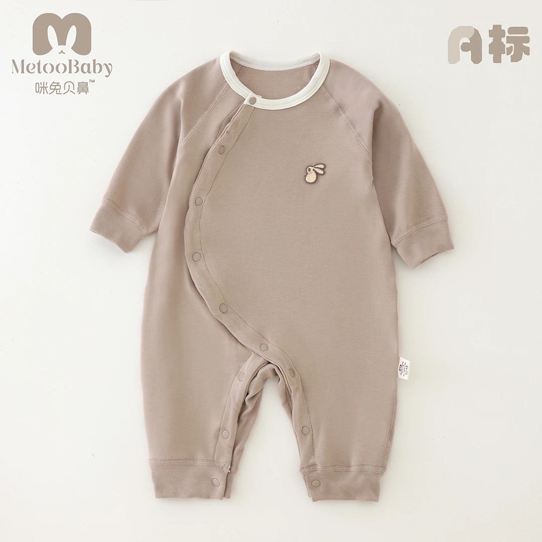 裸肌棉春款婴幼儿宝宝连体哈衣新生儿贴身柔软亲肤透气长袖春秋