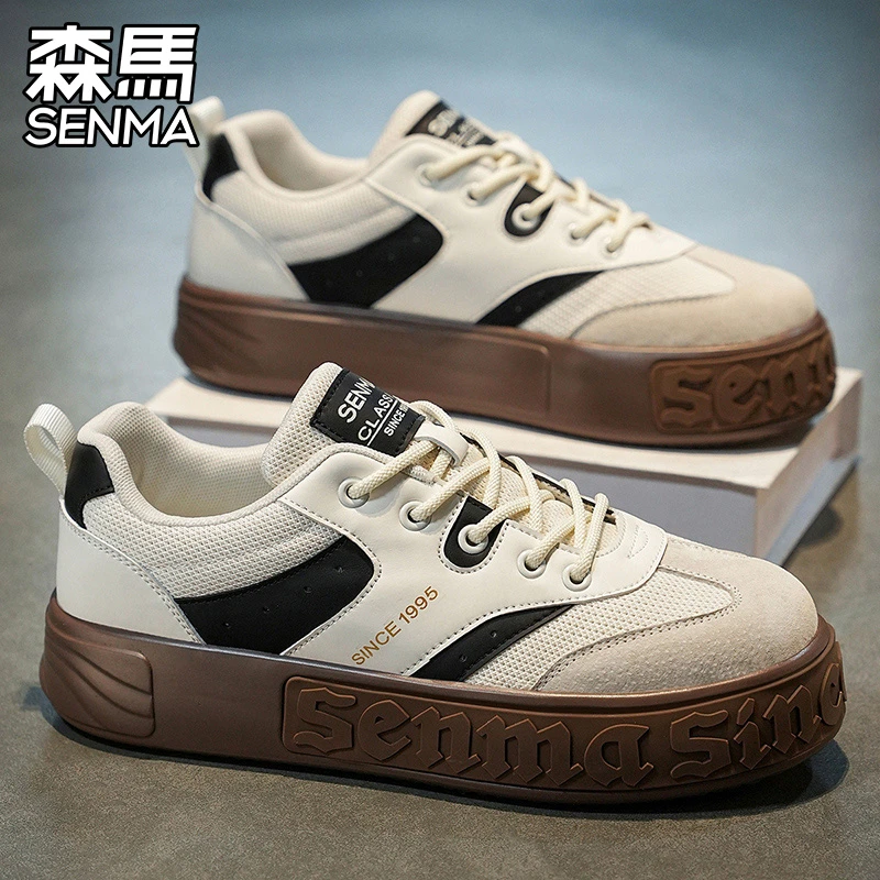 SENMA/森马阿甘鞋2025秋季新款百搭小白板鞋复古厚底透气德训潮鞋