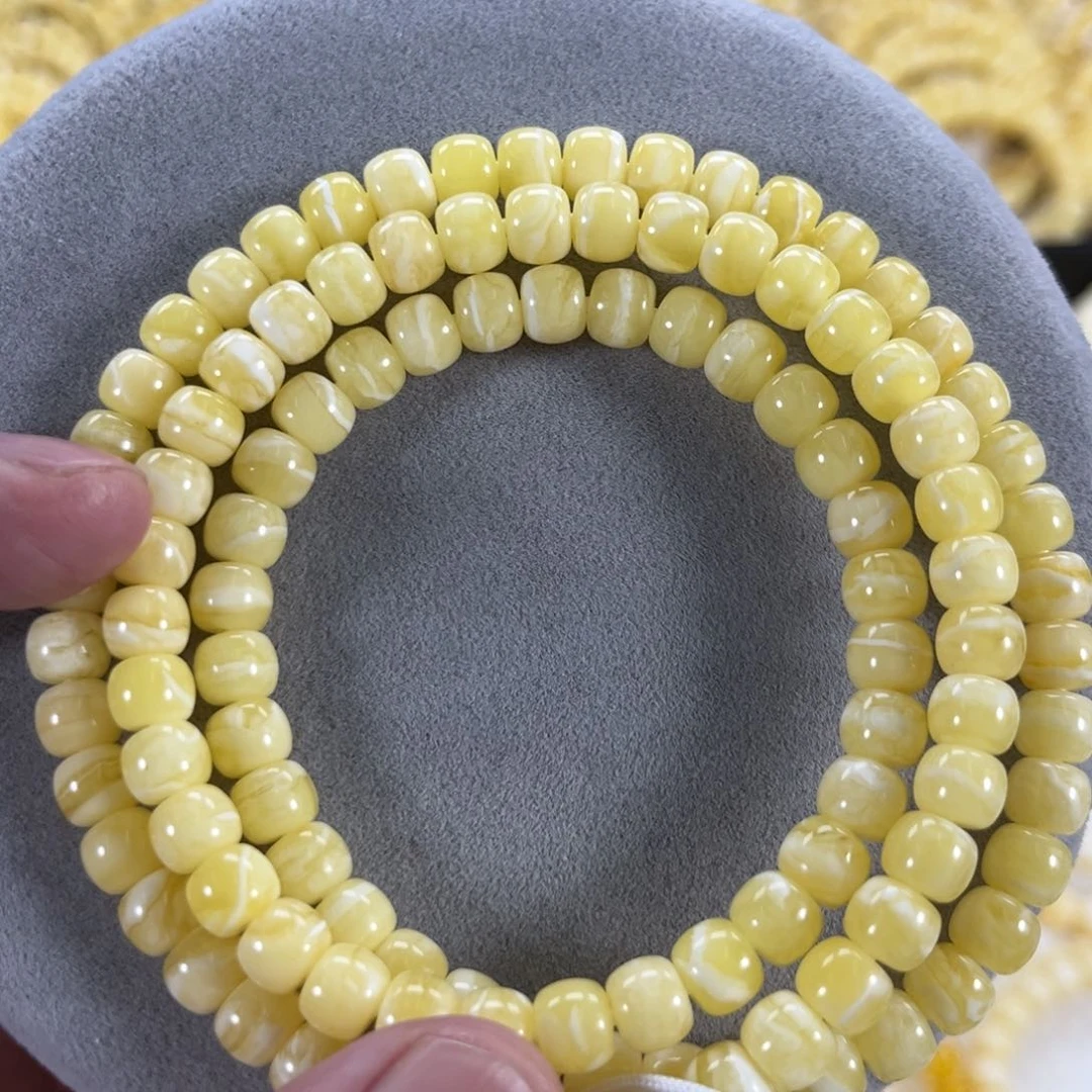 蜜蜡颈饰未镶嵌纯天然俄料白花虎皮