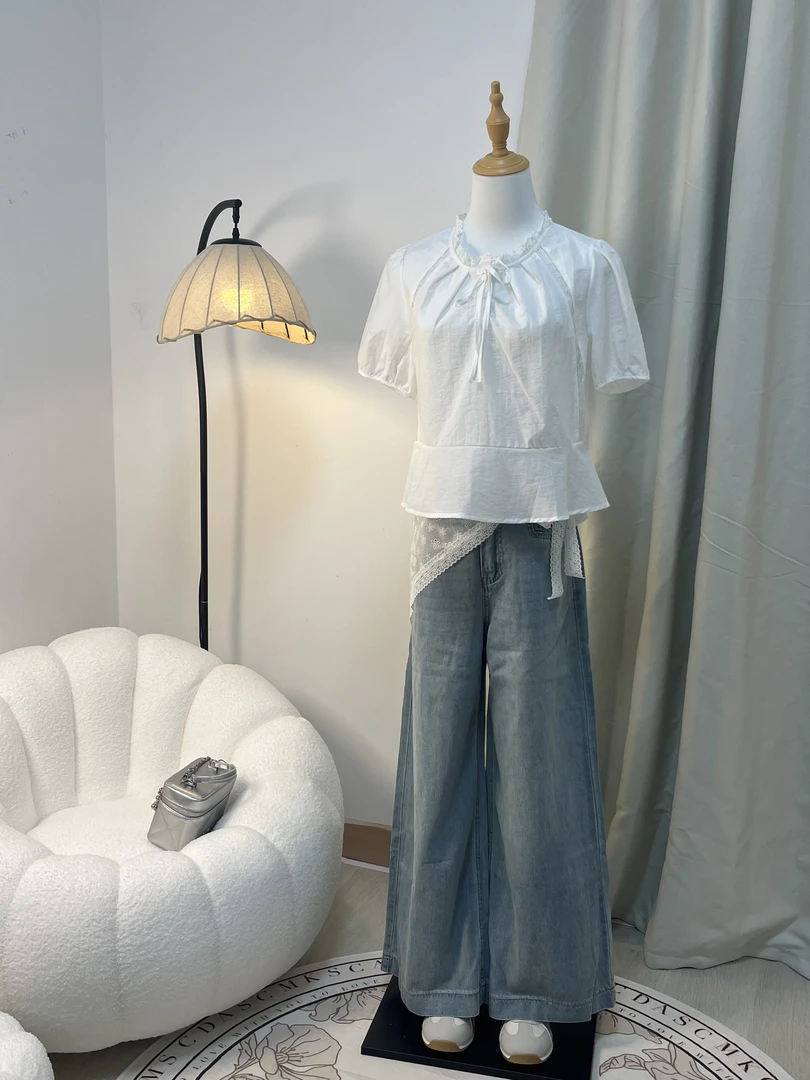 【YC衣橱】韩版牛仔直筒显瘦垂感遮肉修饰腿型百搭软牛仔