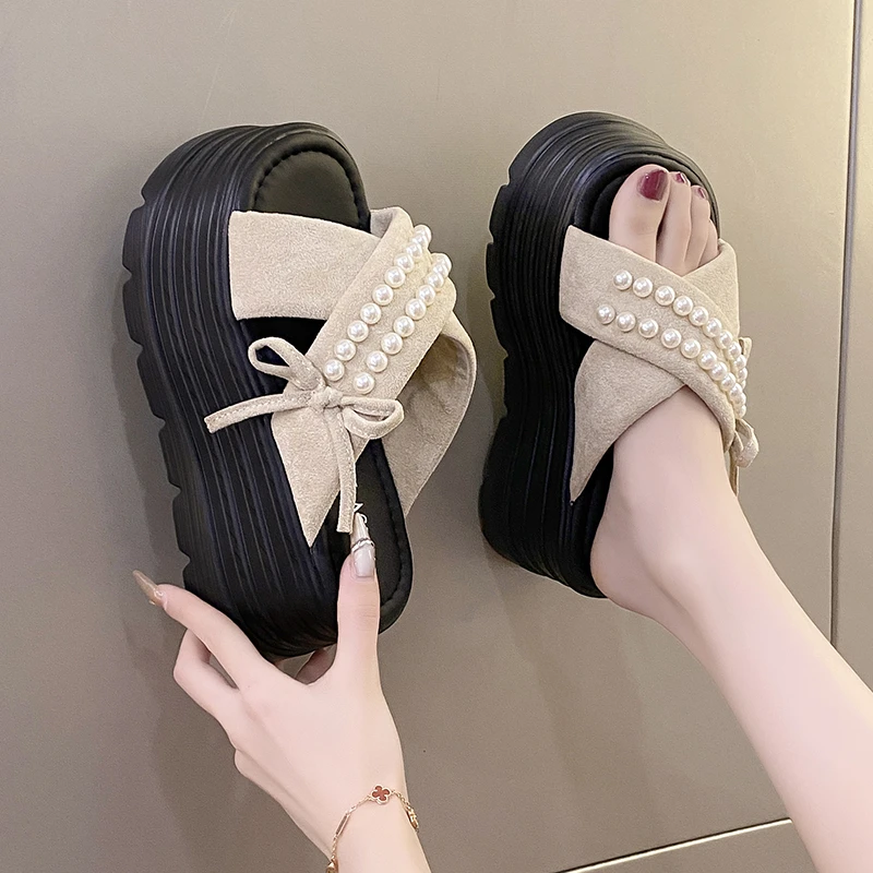 8cm凉拖鞋女2025新款爆款百搭夏季松糕厚底外穿时尚舒适软底沙滩