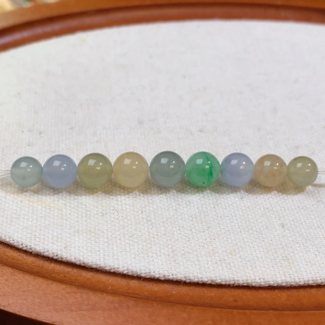 未镶嵌定制翡翠冰润胶多彩珠珠 9颗一组
