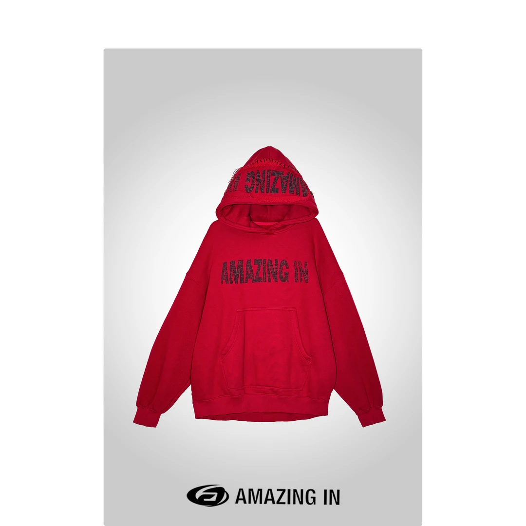 AMAZING IN | 棉质 | 时尚字母印花连帽卫衣女 A241017-RD-W4135