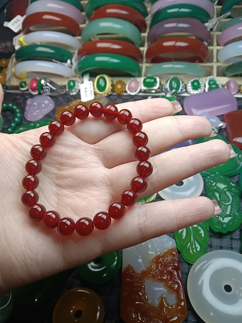 玛瑙玉髓红色手串