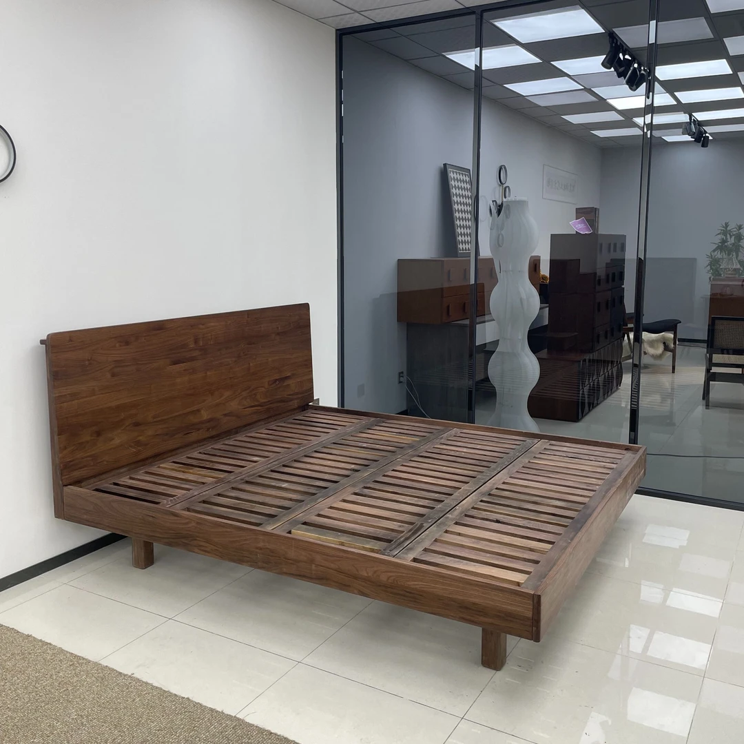 北美黑胡桃全实木床卧室主卧床双人床1.8米极简床婚床大床原木床