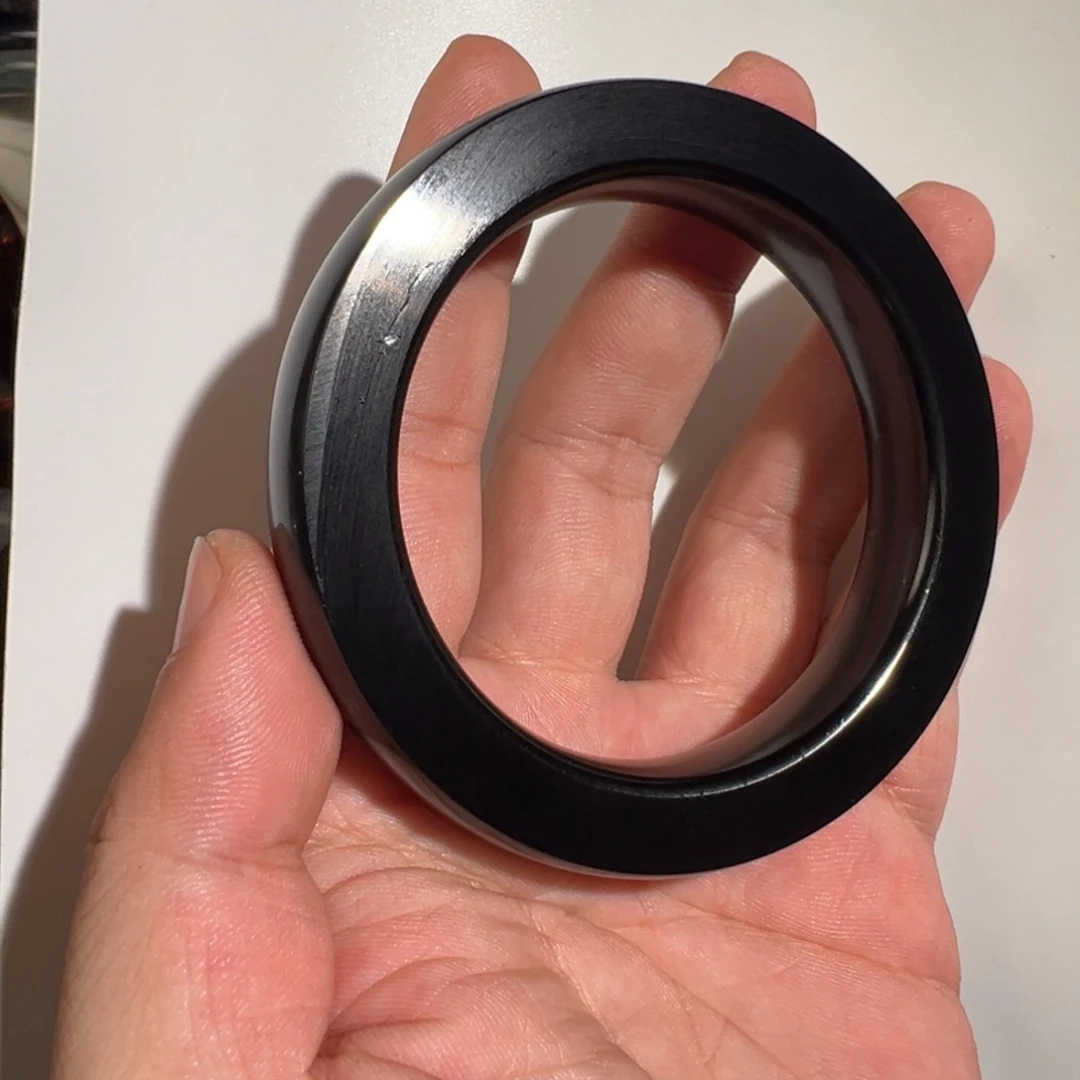 和田玉未镶嵌手镯青海西瓜皮黑青爆油料男款方镯自留款内径60.5mm