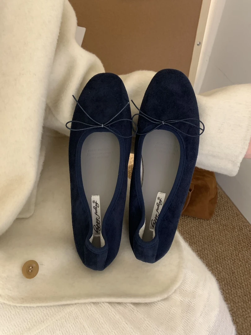 法式平底内增高蝴蝶结奶奶鞋单鞋鞋子春季方头通勤风