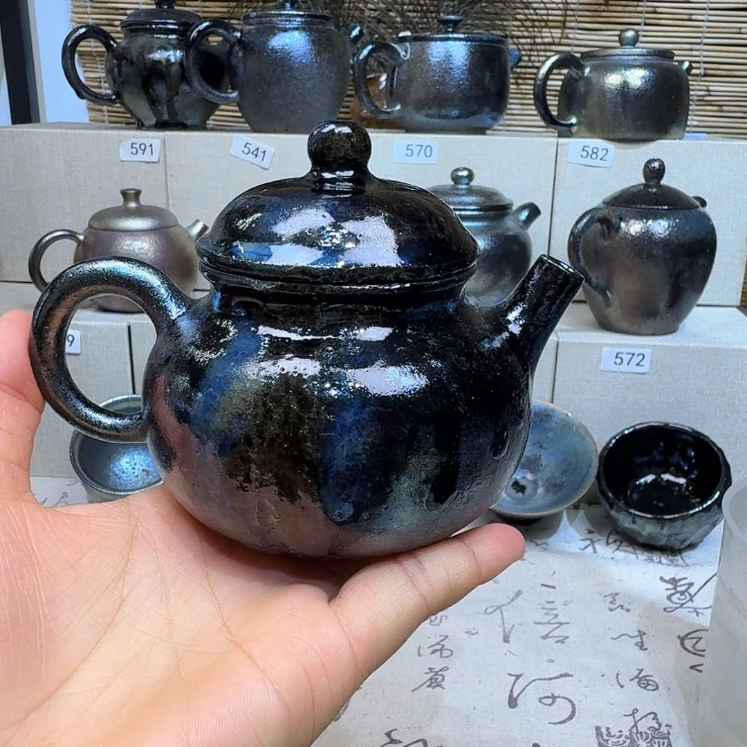 壶建水紫陶紫泥柴烧壶