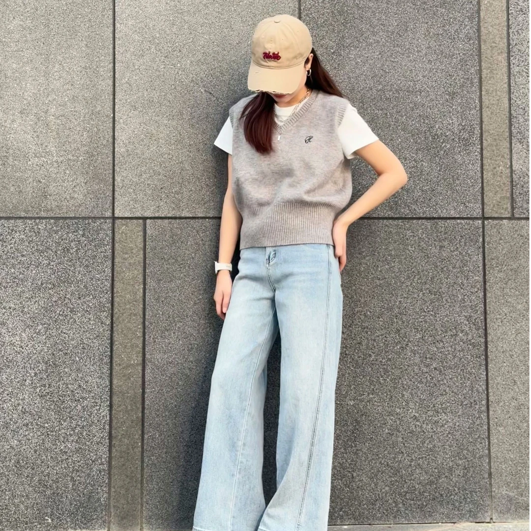 美式阔腿牛仔裤女春夏2025新款超火宽松浅色粗腿宽胯梨型身材裤子