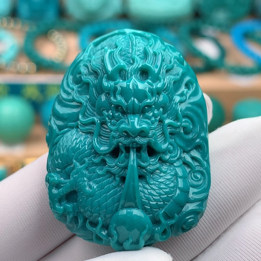 未镶嵌绿松石珠宝奇石龙牌