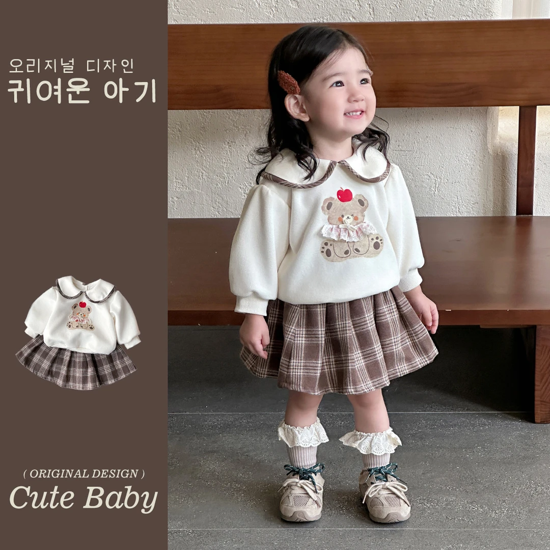 【2号】-蔓葡-女童秋季套装女宝宝韩版jk裙卫衣两件套-A149