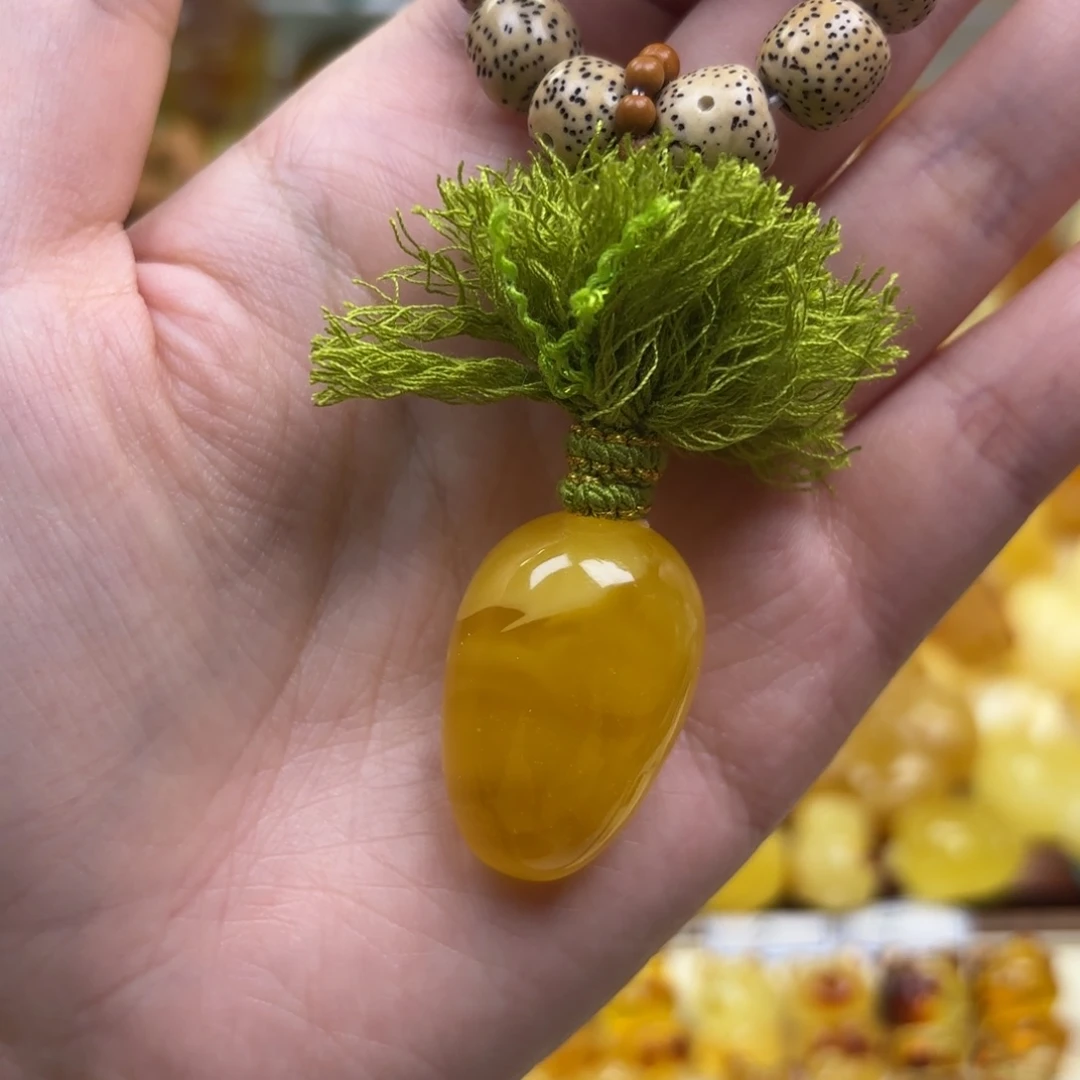 裸石蜜蜡未镶嵌蜜蜡吊坠打孔不退不换