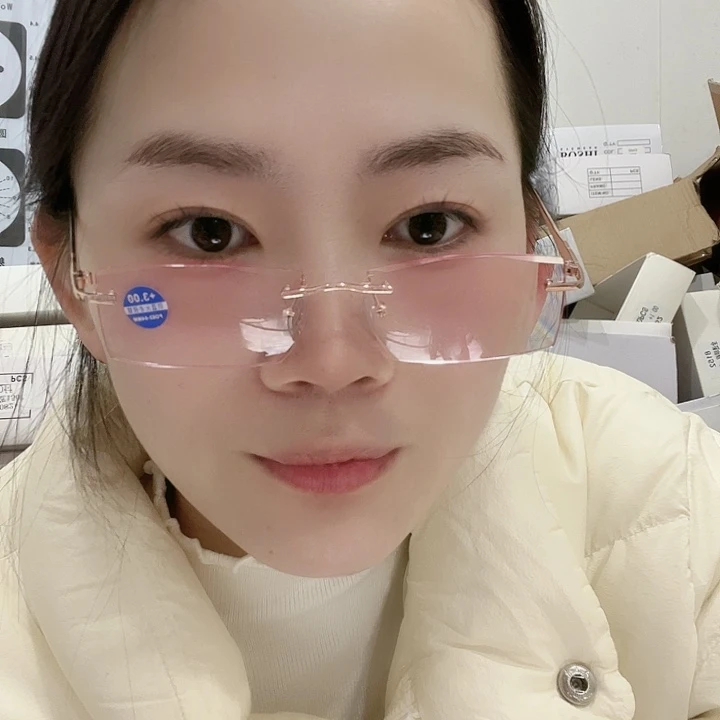 无框的老花镜女款的粉色300