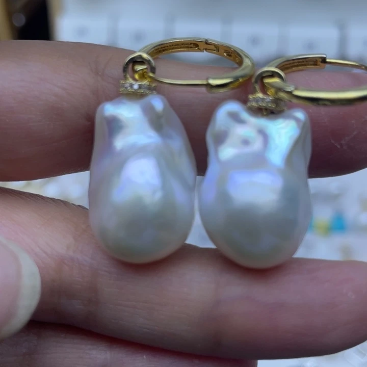 银S925镶嵌淡水珍珠耳饰