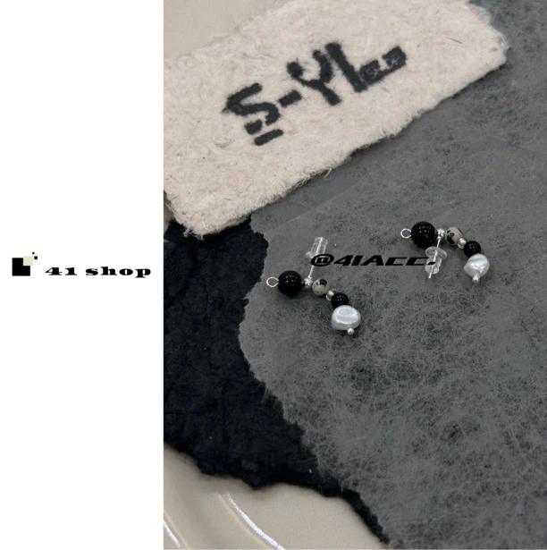 铜合金石英石耳饰 A142串珠波点韩系耳钉耳圈