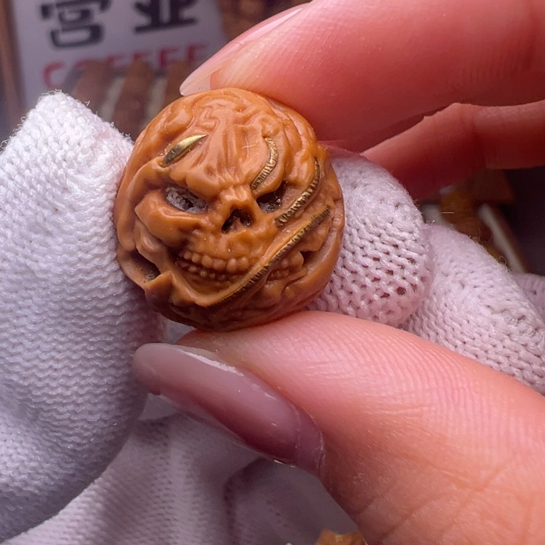 把件猴头核桃镶嵌款魂僧全品有正常封口线