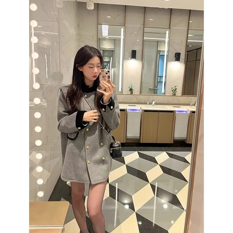 时尚气质毛呢大衣女2025秋冬新款韩系时髦高级感中长款呢子外套潮