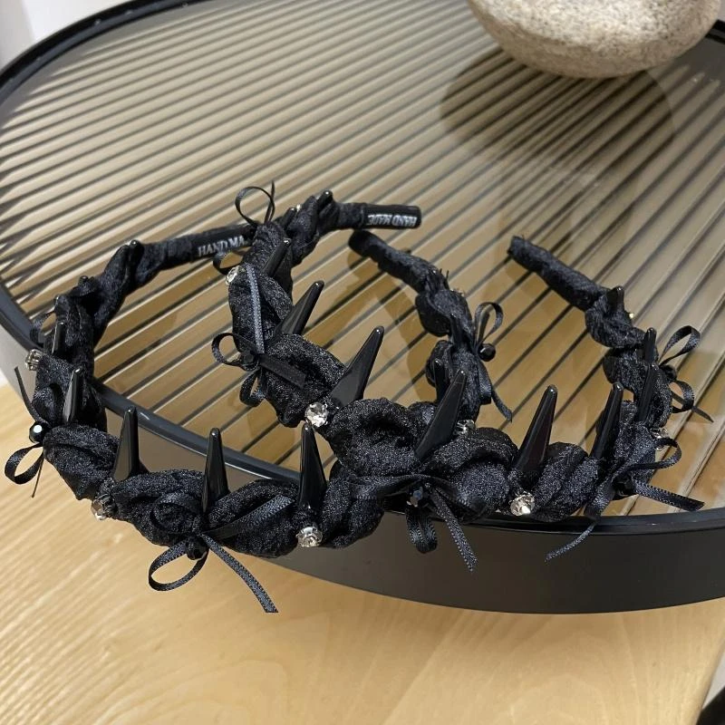 甜美减龄高颅顶防滑发箍2025高级感蝴蝶结水钻带齿头箍百搭时尚女