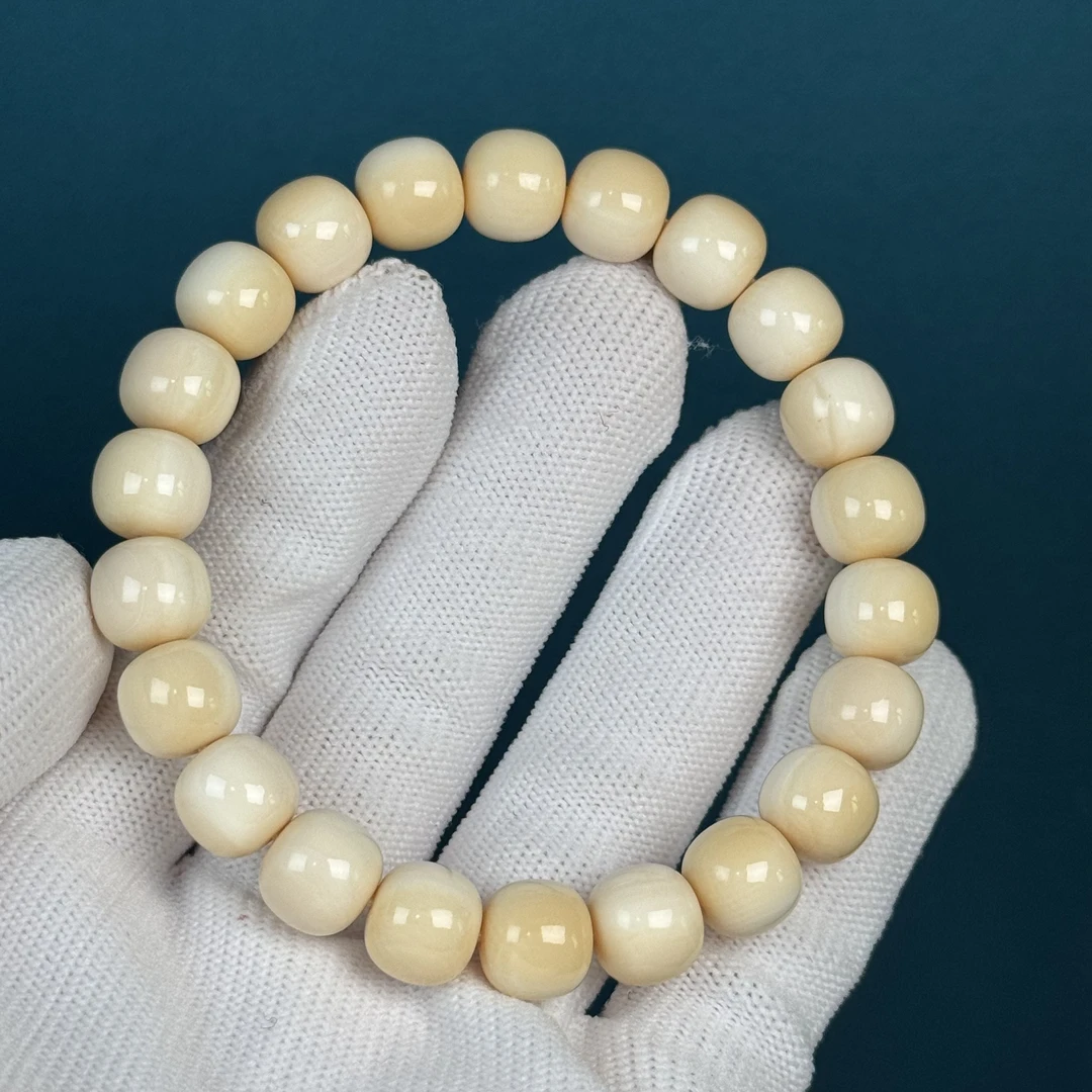 U2502天然猛犸牙 瑕疵特价桶珠手串 9.8*9mm支持鉴定 假一罚四
