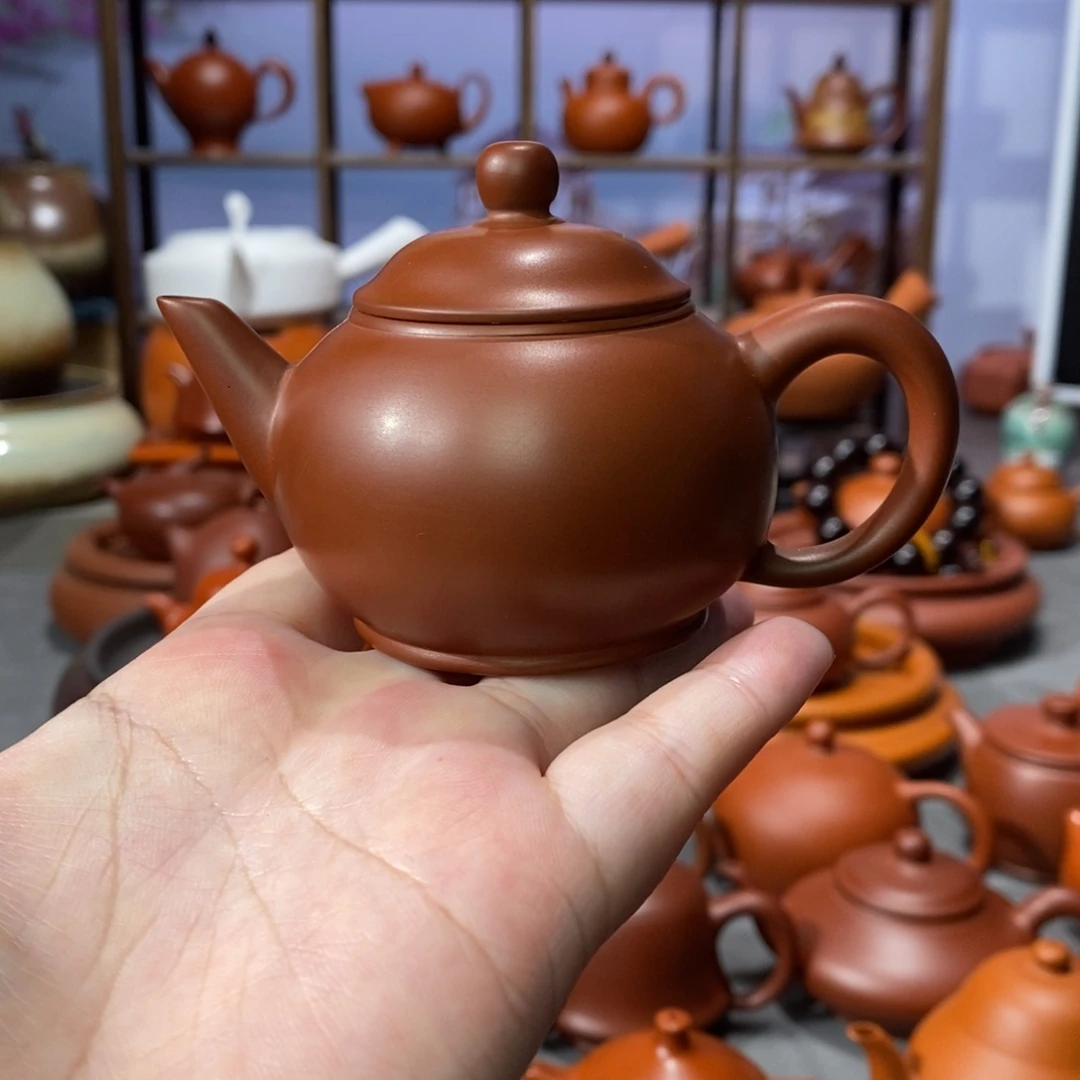 紫砂茶壶章淑煌朱泥水平壶90c