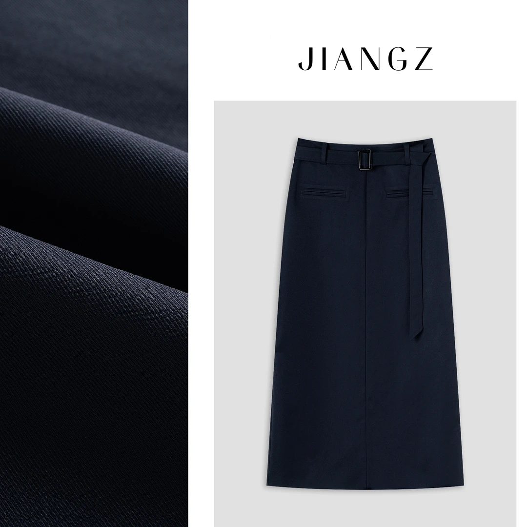 panii【雅思】夏季新款优雅风百搭高密斜纹缎丝高腰直筒休闲半身裙