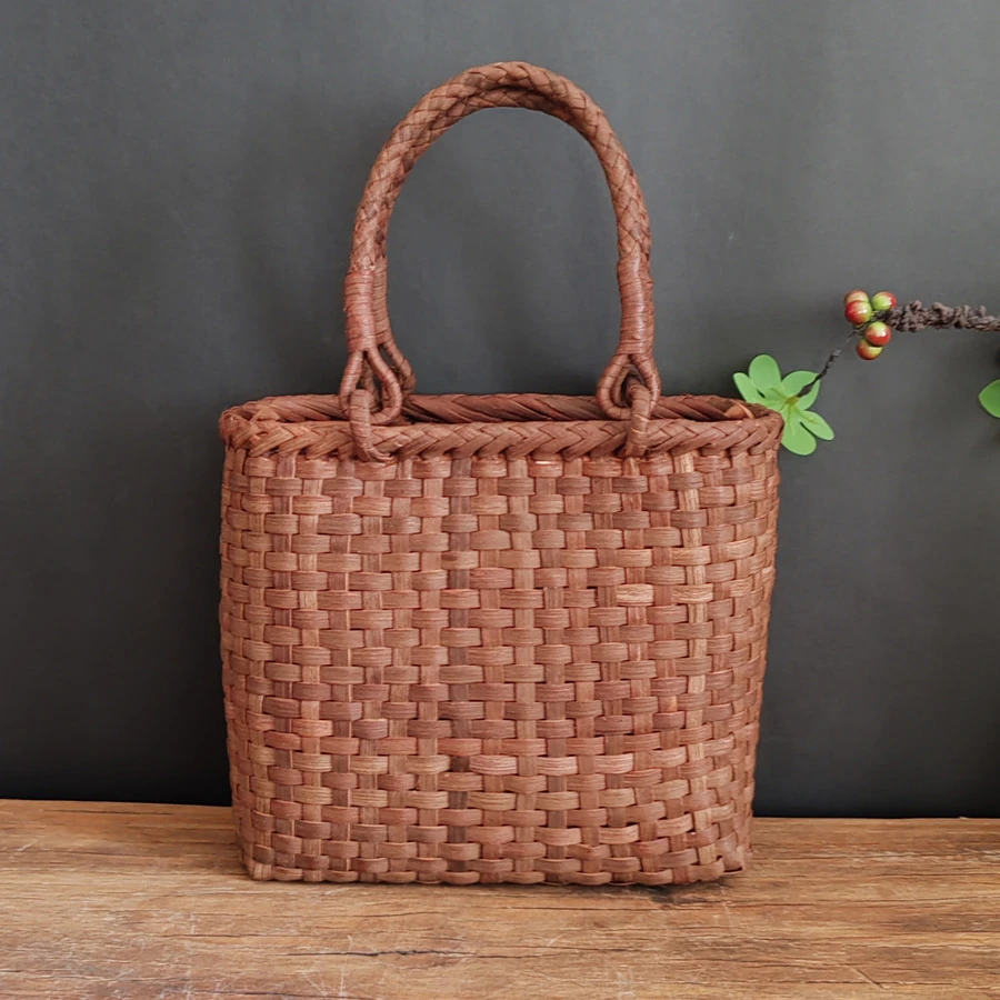 小号头层纯手工葡萄藤包包，女士用单肩包，手提包出口原单外贸包