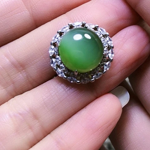 和田玉银S925镶嵌挂件