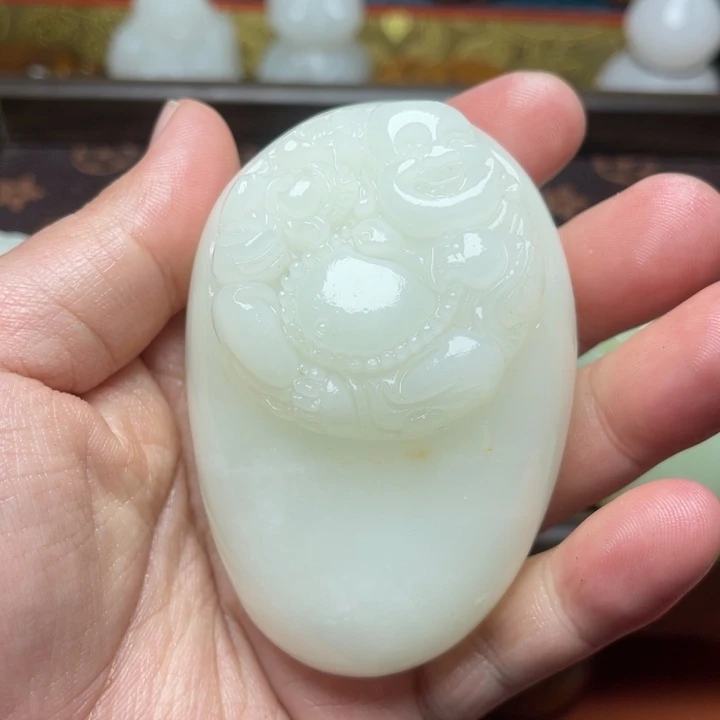 直***中石材天然方解石手把件不退换