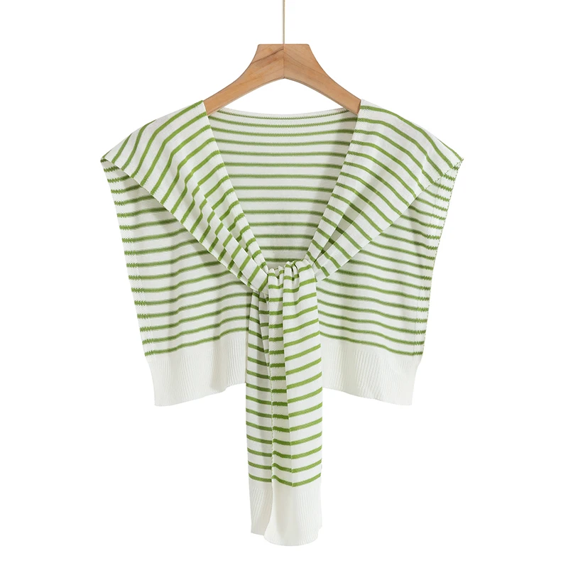 2025夏季新款条纹薄款针织披肩女空调房外搭护肩护颈百搭坎肩搭肩