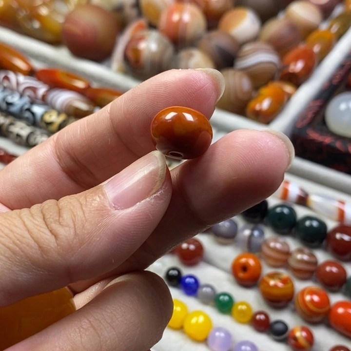 未镶嵌玛瑙/玉髓珠宝半成品缠丝算盘珠