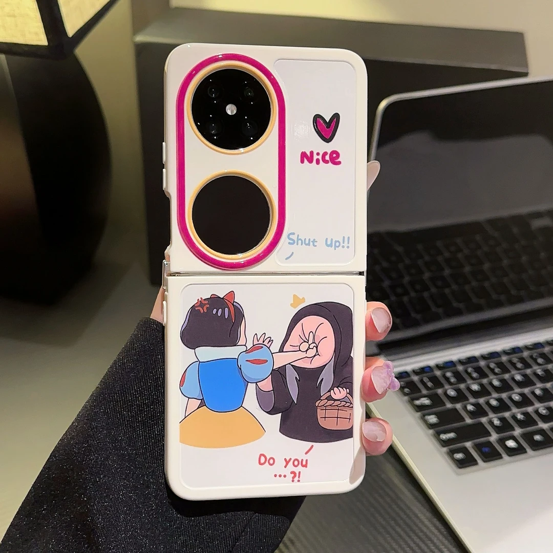 适用华为POCKET2手机壳奶油壳FINDN3FLIP白雪公主支架2024高级感