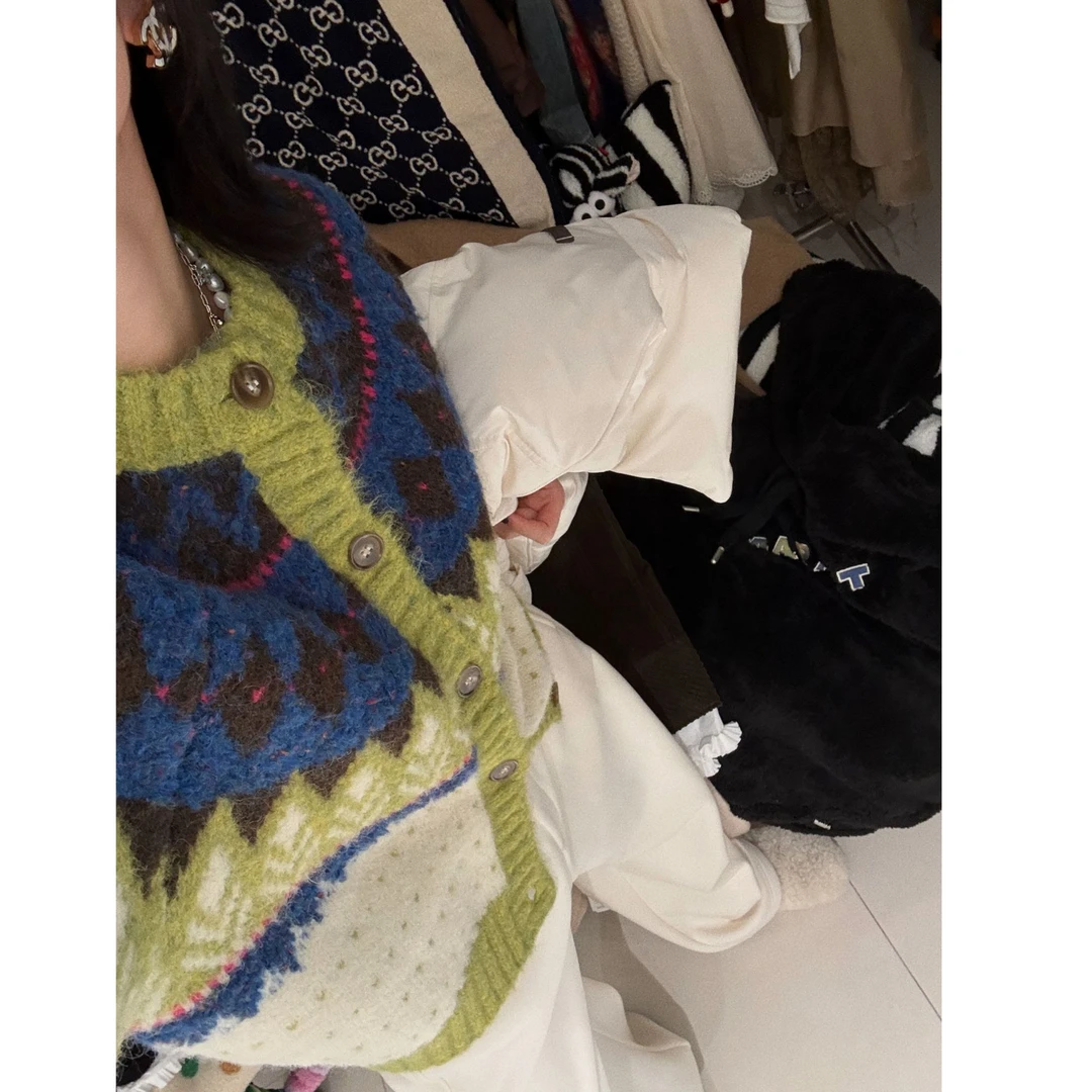 【复古花纹开衫】复古花纹费尔岛毛衣开衫 J24M650