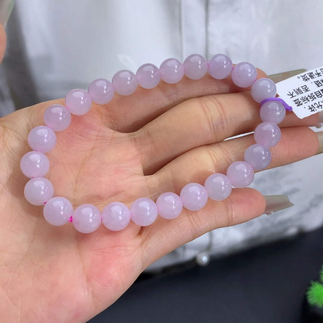 未镶嵌手链翡翠卡8淡淡粉紫手串