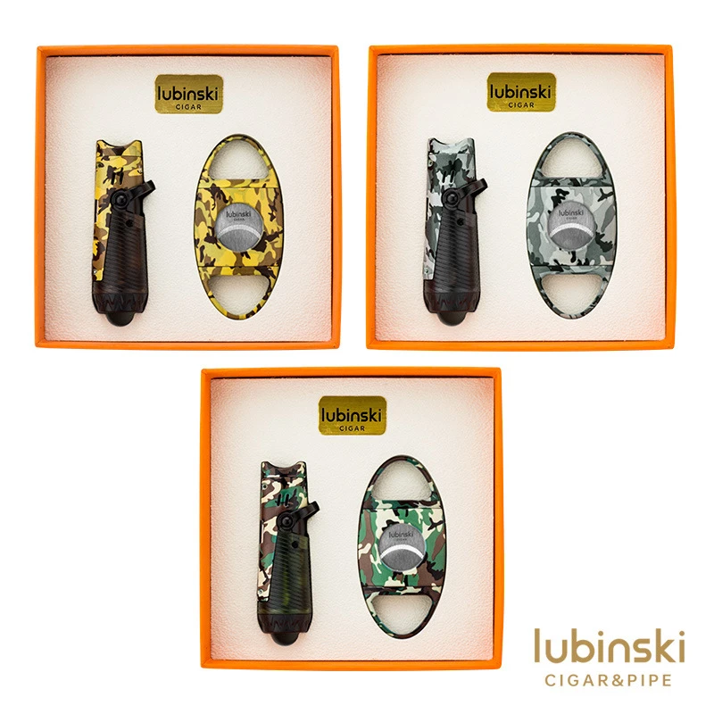 LUBINSKI鲁宾斯基雪茄工具套装直冲打火机锋利雪茄剪刀两件套