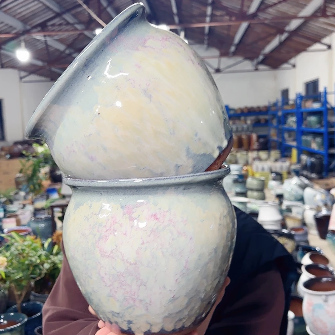 紫砂花盆高19口20