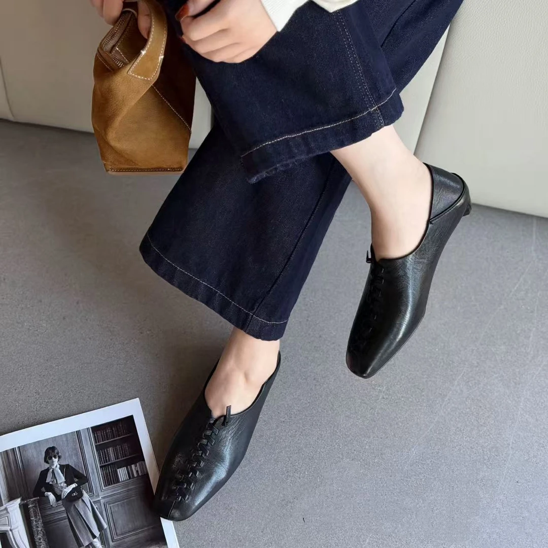 C9018  黑色  乐福鞋2025新款舒适低跟女士深口单鞋