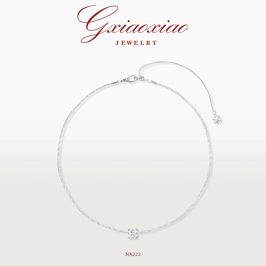 G XIAOXIAO 镀K金 时尚气质高级感简约百搭冰花切方糖项圈 NX222