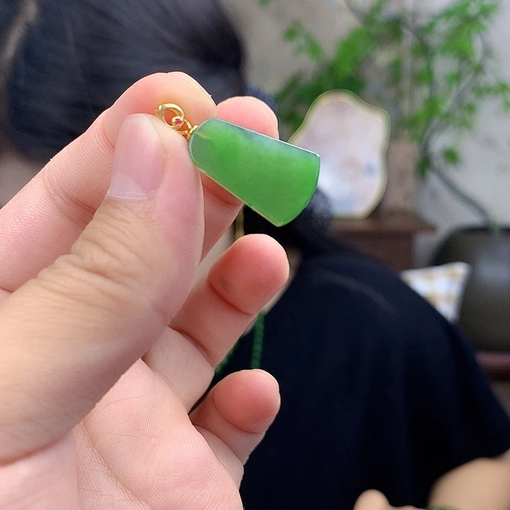 和田玉（碧玉）银S925镶嵌吊坠(不含链)吊坠