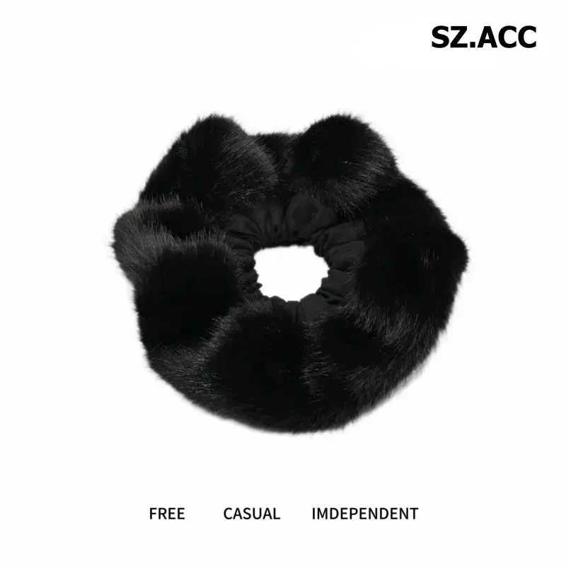 仿貂毛拼接大肠发圈秋冬高弹力发绳高品质超厚实2025新款发饰