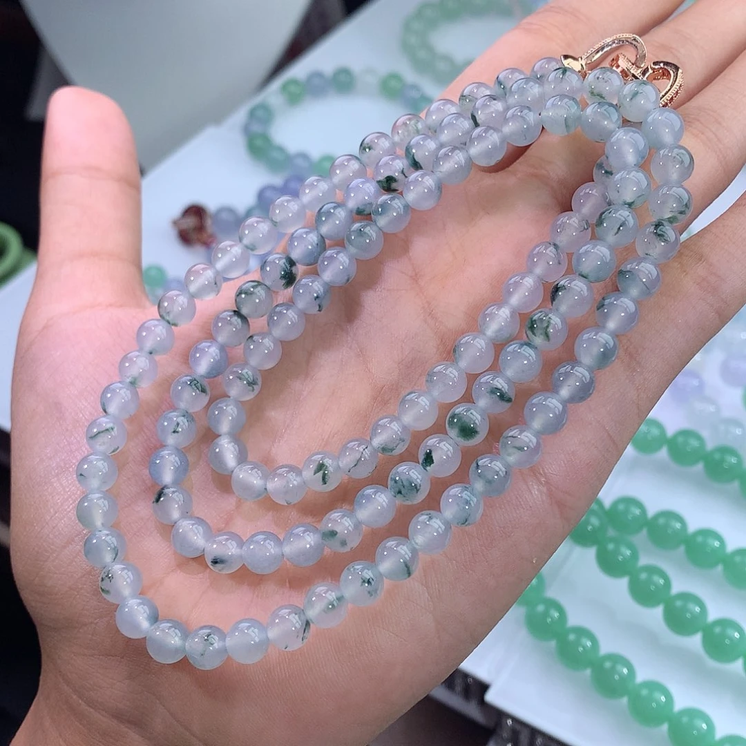 未镶嵌手链翡翠冰飘蓝花项链