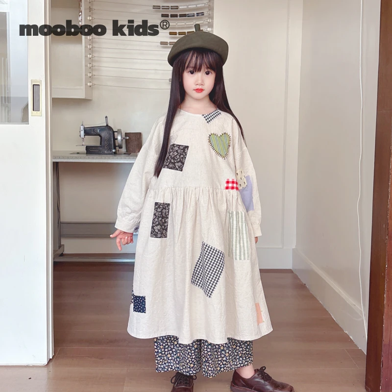 MoobooKids_本期重工面料拼接森系娃娃连衣裙+双面穿碎花格纹裤子