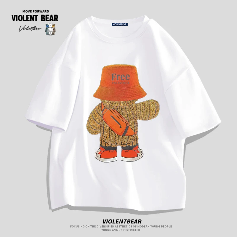 暴力熊短袖男t恤男士t恤短袖男生衣服高级感男装轻奢痞帅男装半袖