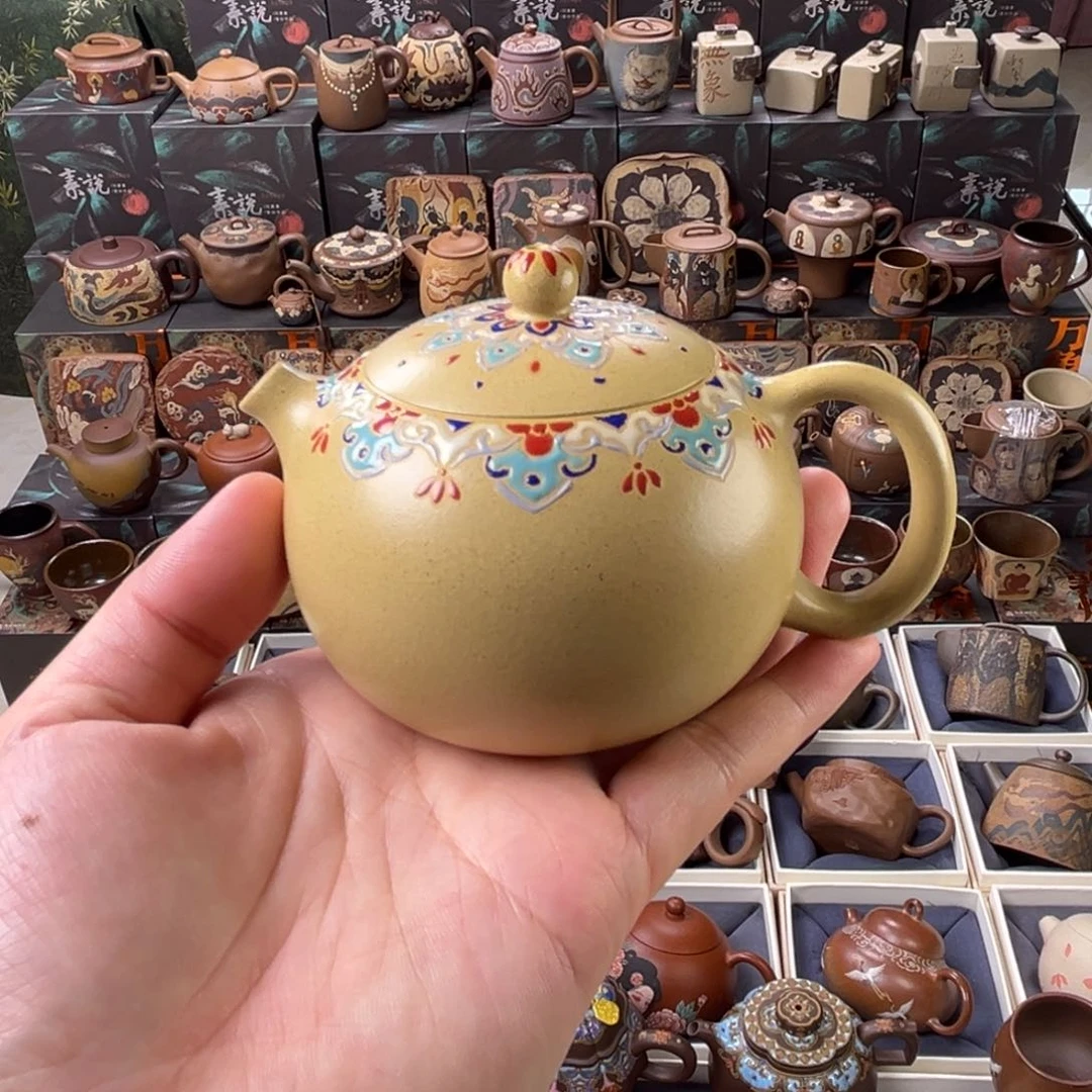 茶壶紫砂200cc珐琅彩西施