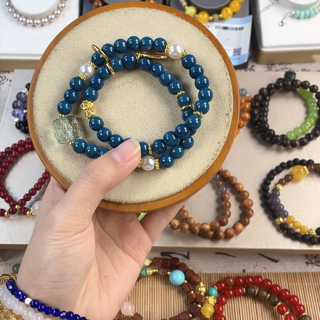 菱锰矿手饰银S925镀金镶嵌