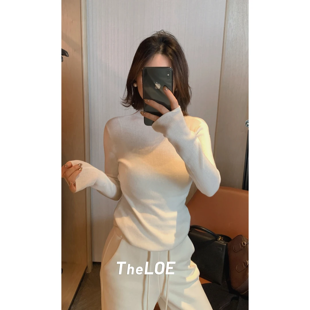 TheLOE/羊毛混纺半高圆领竖纹极简风内搭针织毛衣#LE-25M5636