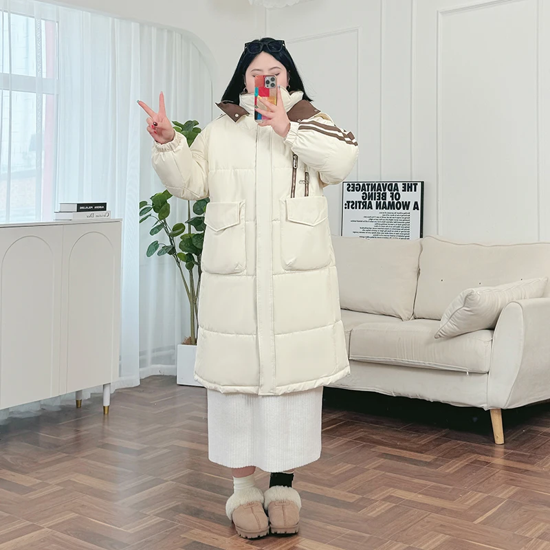 奶油缪斯 / 长款男友风棉服7312花契200斤胖mm冬季新款休闲时尚