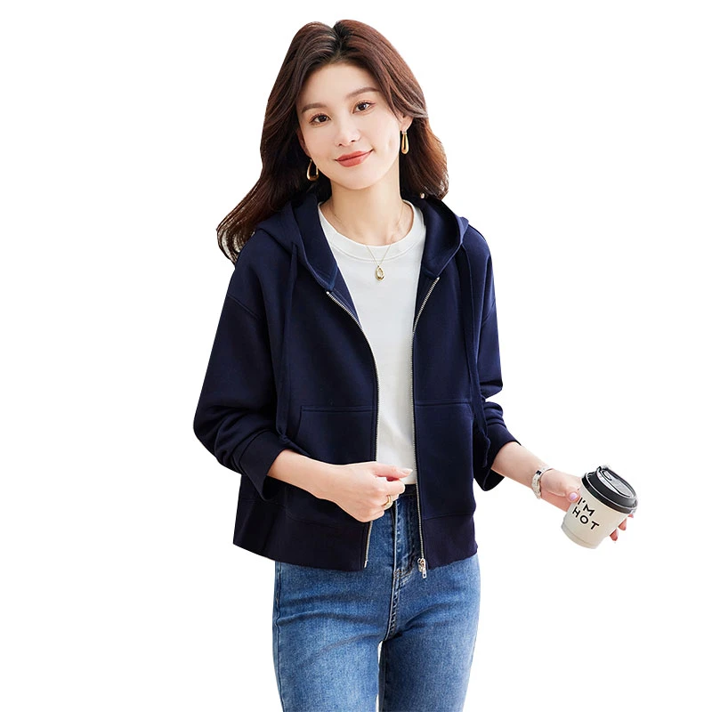 丝柏舍2025春装新款女装直筒显瘦休闲纯色长袖连帽外套S33R6292A