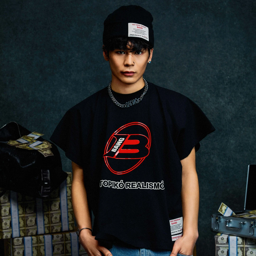 邦BANG「 LUCKY 13」亮胶坎肩短袖TEE 美式复古T恤嘻哈体恤男上衣